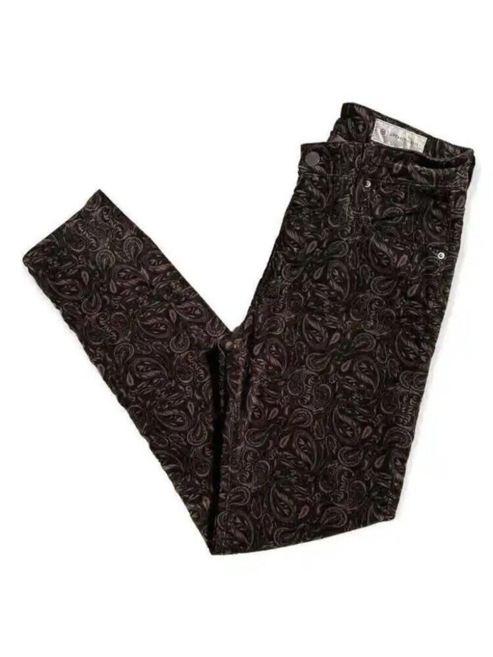AG Anthropology Stevie Ankle High Rise Pants  Sz 29R Black and Tan Paisley